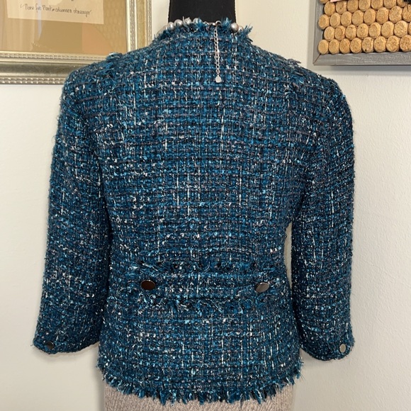 Blue Tweed Jacket Black Label By Chico’s Sz. 00 - Picture 3 of 7